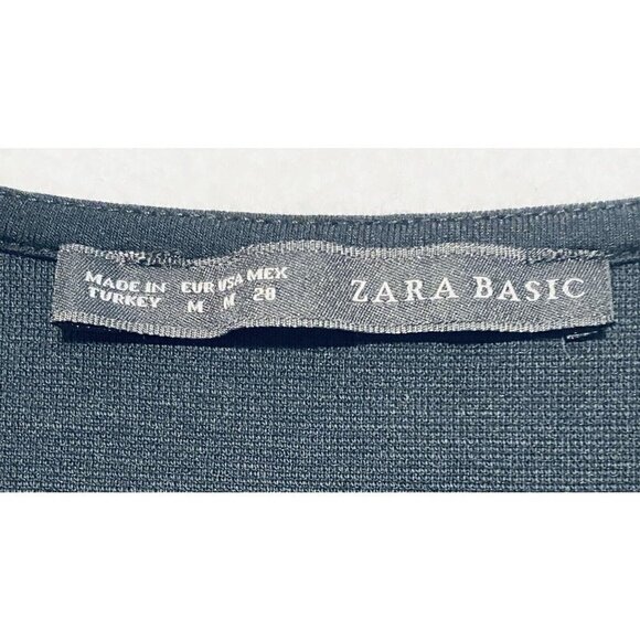 Zara Top Womens Medium Black Ponte Knit Structured Shoulder Minimalist - Picture 4 of 5